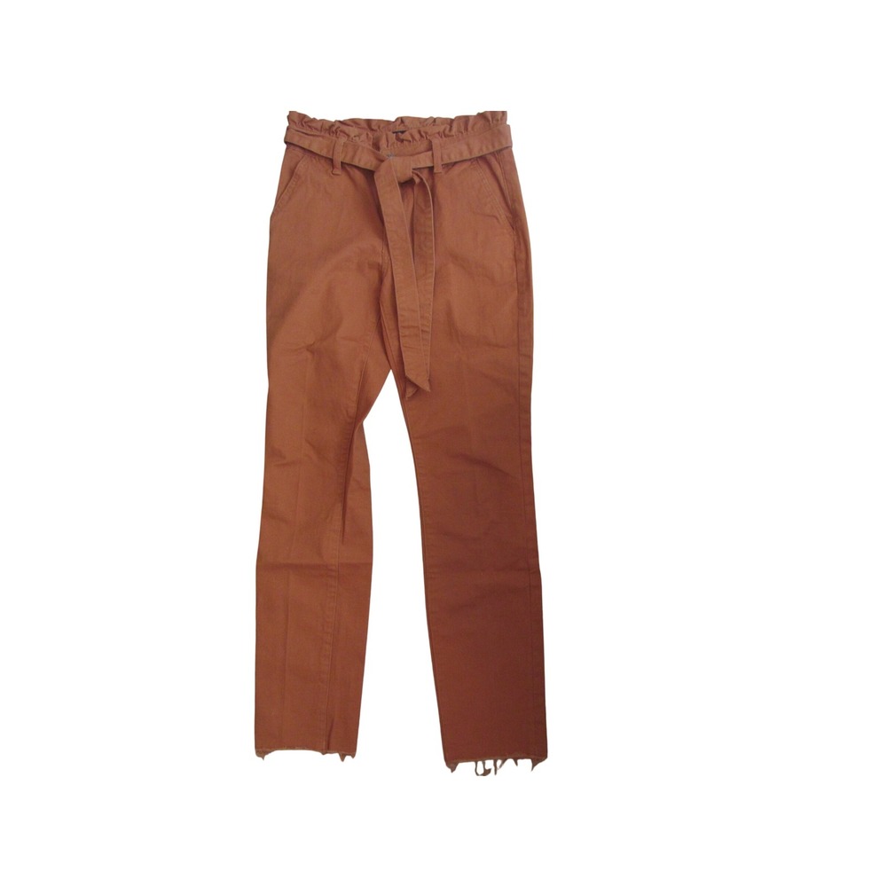Fire & Rain Paperbag Waist Pants Size 7 Orange Rust Raw Hem Boho High Rise